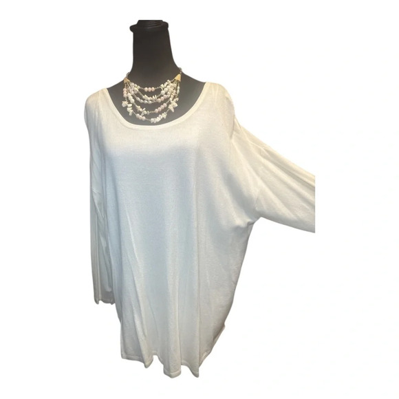 NWOT SOFT SURROUNDING LONG SLEEVE LIGHT WEIGHT WHITE TUNIC WITH FAUX ZIPPER 1X - Picture 1 of 11